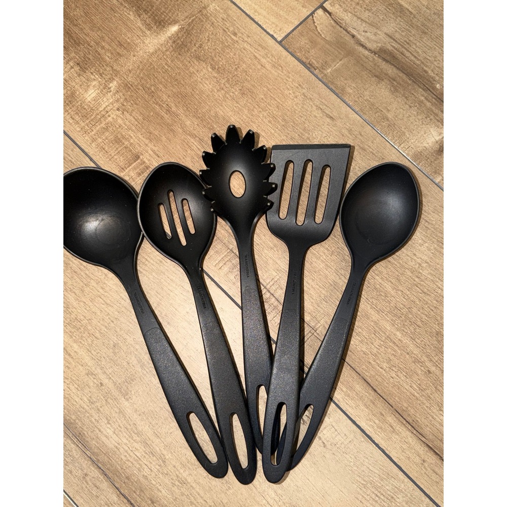 Tramontina 5 Piece Kitchen Utensil Set Black Nylon Heat Resistant Non-Stick Tool